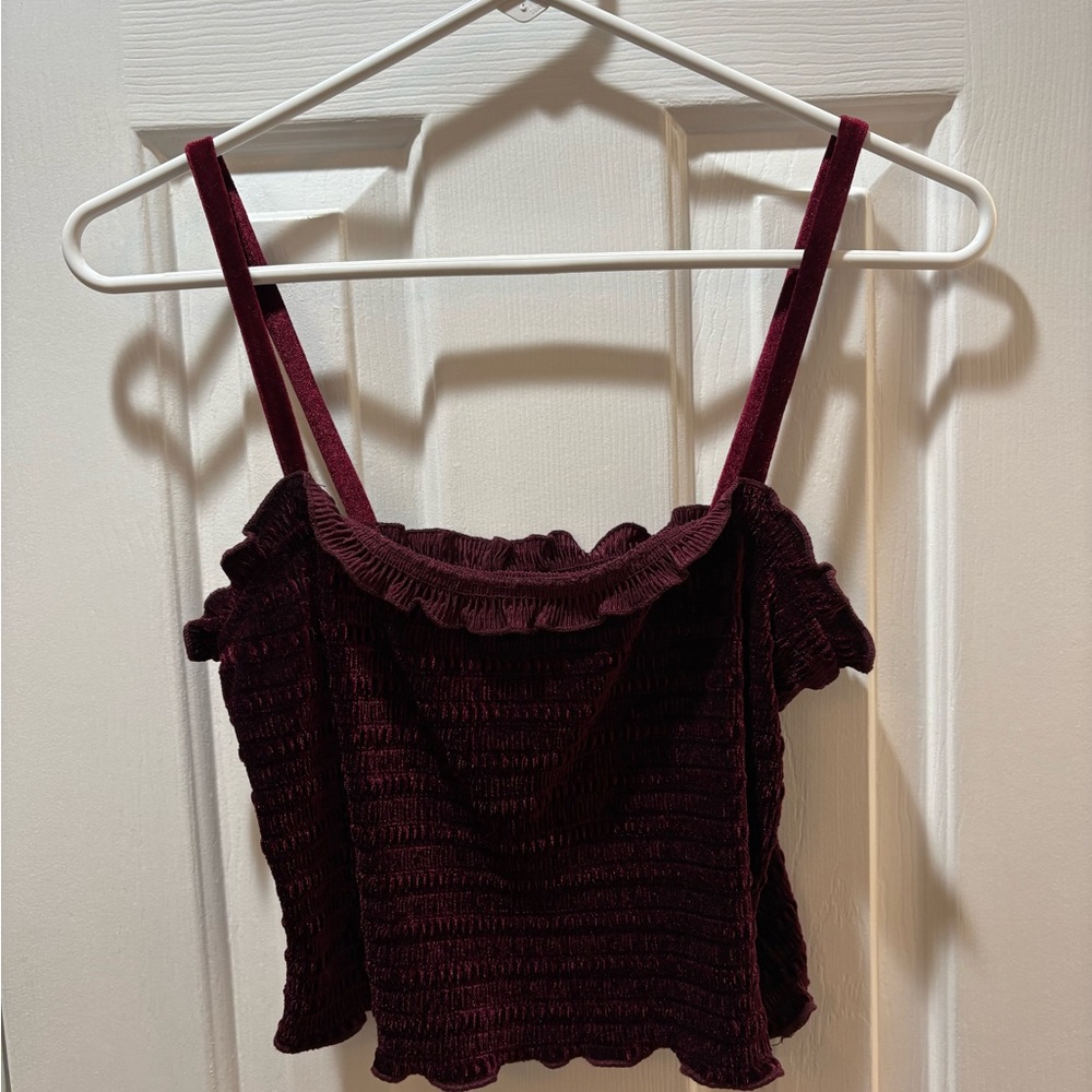 Women's Burgundy Ruffle Tank Top